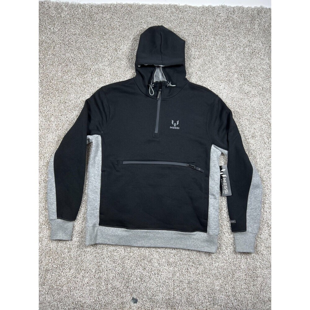 Messi Collection Hoodie Black Gray 1/4 Zip Pullover Youth Small NWT